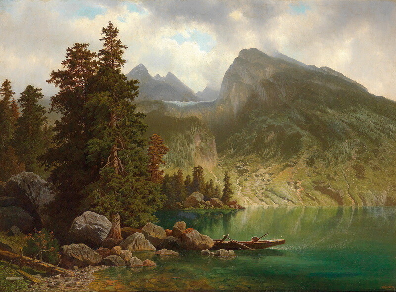 Valley Lake Scenery Art Giclee Printed Oil Painting Print
