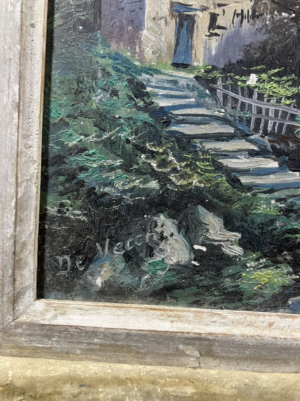 Italian School 19th Century Dolomites View Veneto Signed Oil on Panel Framed gallery