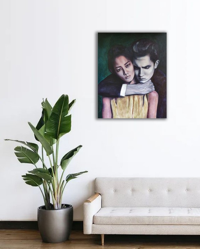 Acrylic Painting Couple Portrait Figurative Emotional Psychological Intimacy Art gallery