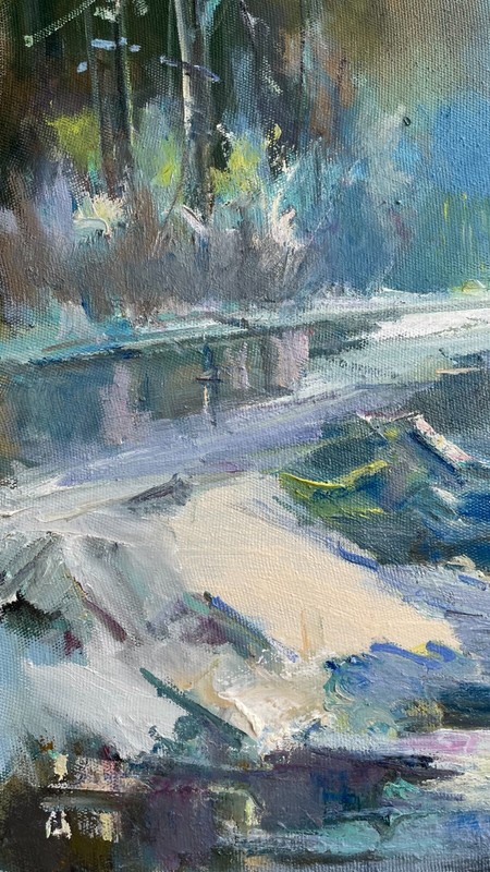 Oil painting Deep winter Ukrainian painter Canvas Framed Decor original landscap gallery