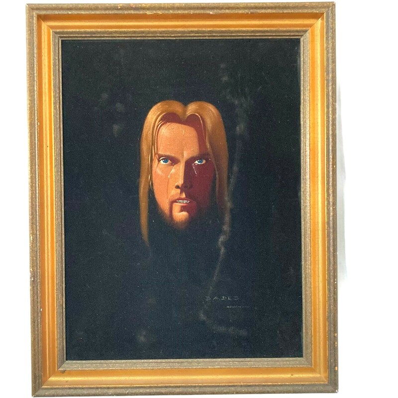 Vintage Marcellus Bades Hawaiian Original Velvet Painting 24×17.5
