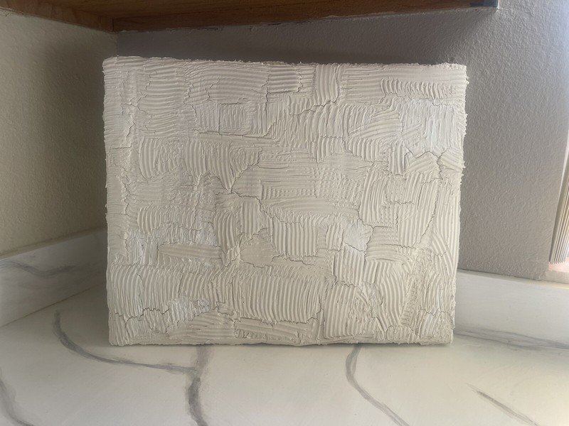 Abstract Textured 3D Wall Art Modern Painting «White Waves» Beige 16×20”
