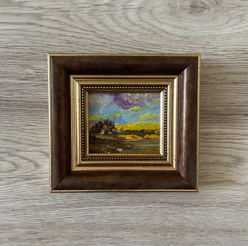 Miniature oil painting framed