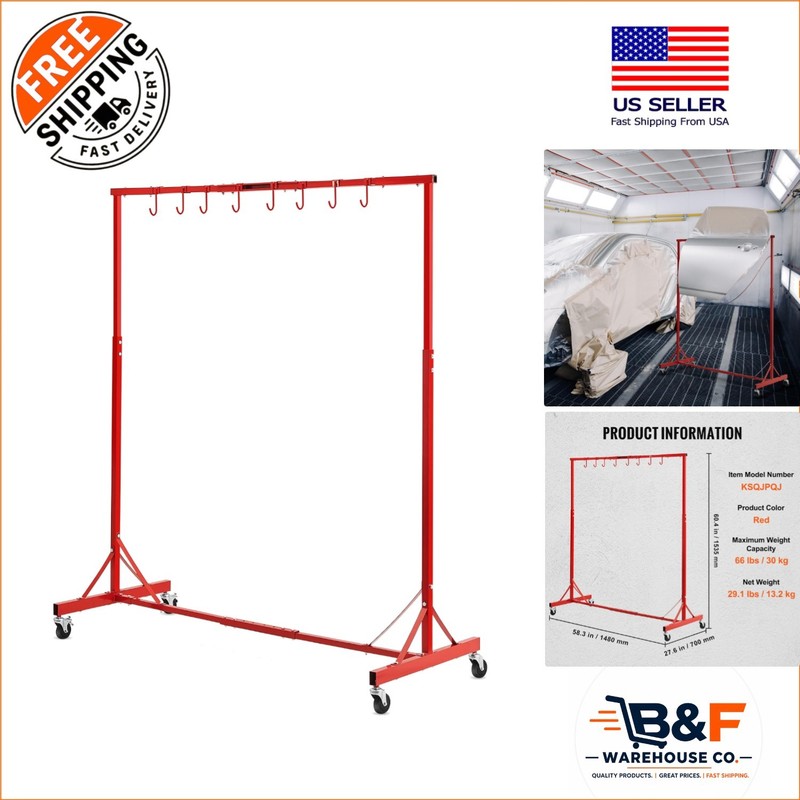 Painting Rack: 5 to 7 ft Adjustable Stand with Swivel Wheels & Hooks