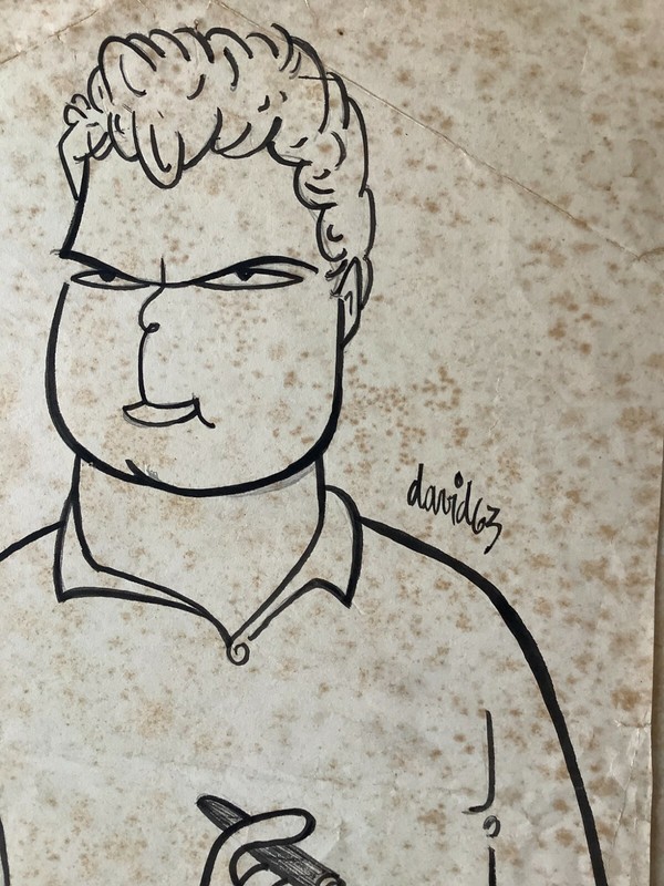 Juan David. Caricature. Lisandro Otero, 1963. Ink on cardboard. Original signed. gallery