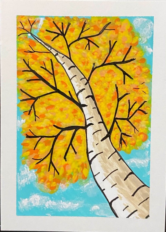 ACEO Original Birch Tree Forest Woods Miniature Painting Art OneCraftyLady