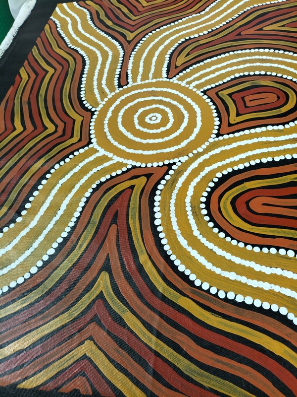 First Nation Aboriginal Art Sharon Butcher Beautiful Water Hole ~ 90cm x 66cm gallery