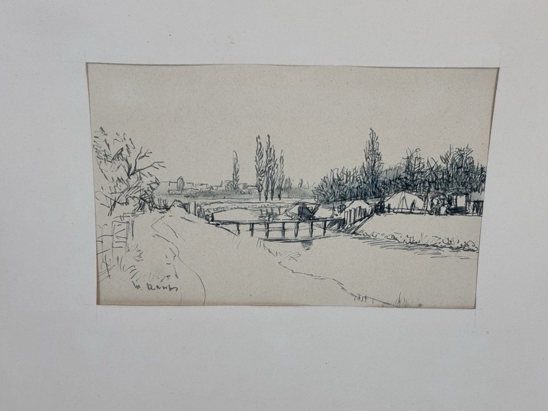 Wilhelm Raab drawing sketch at the Nidda near Praunheim approx. 16x23cm art gallery