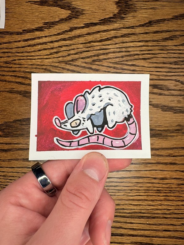 Original Rat ACEO Painting - OOAK Mini Acrylic Art Card 2.5x3.5 Whimsical Mouse gallery