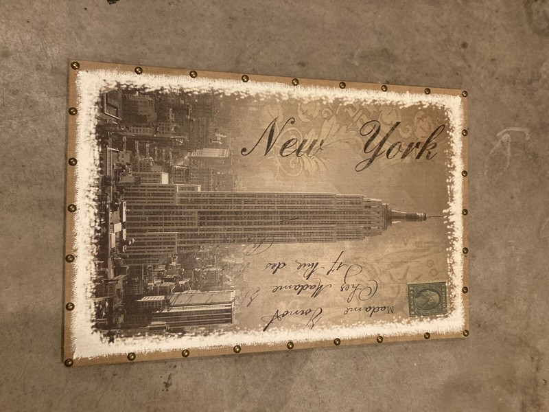 Vintage sepia-toned New York wall art with iconic Empire State Building