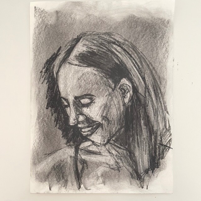 Original Portrait Drawing: Charcoal on paper, 9″ x 12″