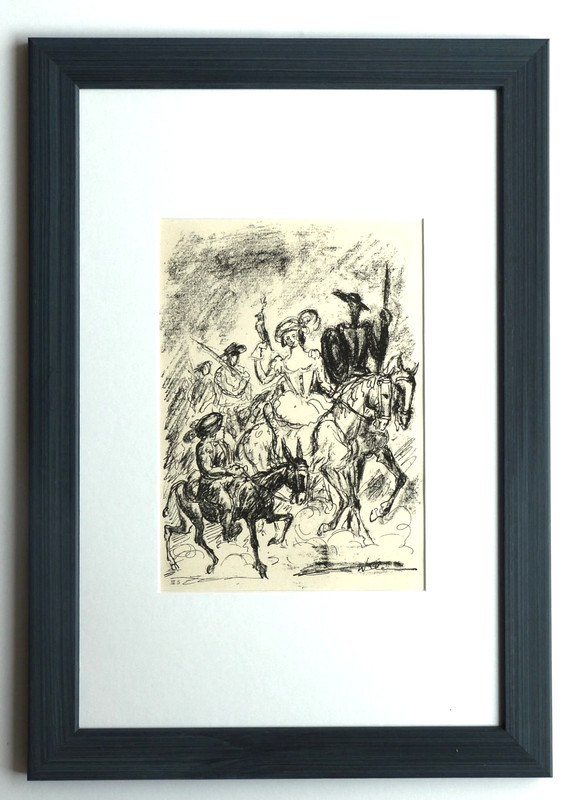 Walter Klemm «Don Quixote» original lithograph 1925, in mat and framed