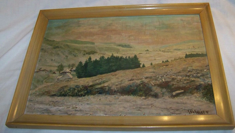 c1950 VINTAGE SWISS AUSTRIAN ALPS MOUNTAIN CHATEAU PAINTING GERMANY J F MAIER