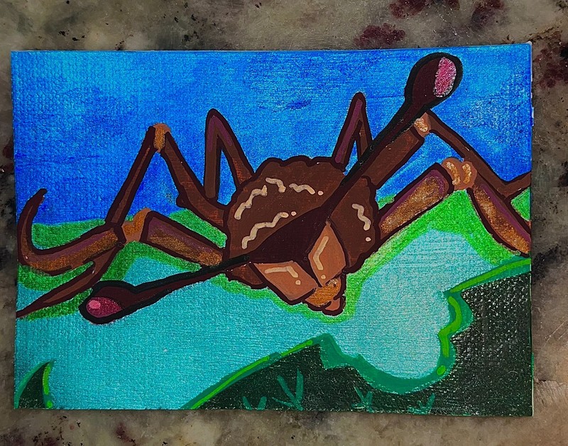 ACEO Original Stockeye Insect Bug Stylized Acrylic Art Cards Glow in Dark Nova