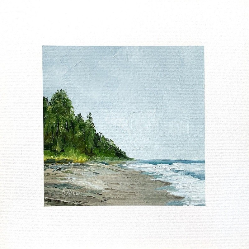 8×8 PNW Original Oil Painting Olympic National Park Coastal Seascape Art Signed