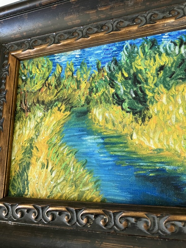 Original Classical Impressionist Van Gogh Style 'Stream' 8x10 framed gallery