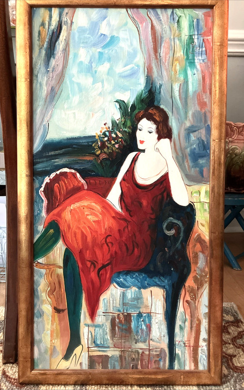 Original T. Fournier Signed Art Piece Gold Frame Hand Painted-Estate Find