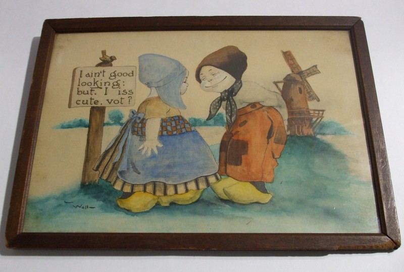 ORIGINAL Watercolor Painting, 1880, BERNHARDT WALL, The Postcard King, Danish