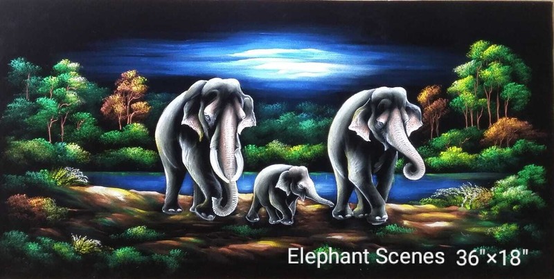 Elephant Family Oil Painting Art
