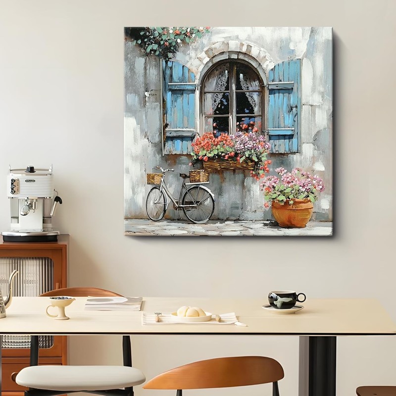 Hand Painted Window Flowers Wall Painting, 3D Textured Canvas Painting gallery