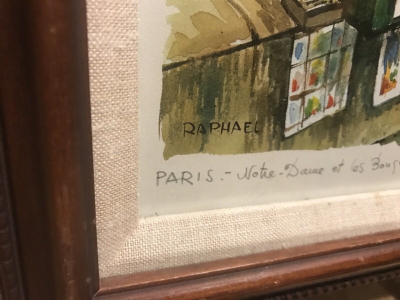 PARIS Notre Dame 65 et Bonsoir Street Fabulous Scene Framed Print Signed MCM gallery