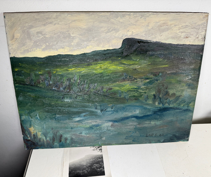 VTG ORIG. PAINTING NY GUNKS HUDSON RIVER NAIVE SELF TAUGHT EXPRESSIONIST +PHOTO