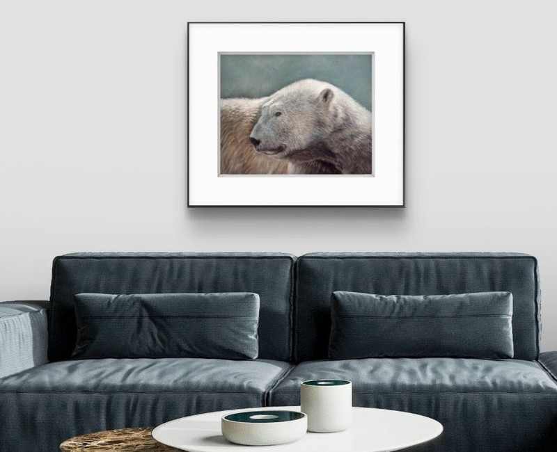 Original Realistic 16 x 20 Polar Bear Matted Pastel Painting gallery