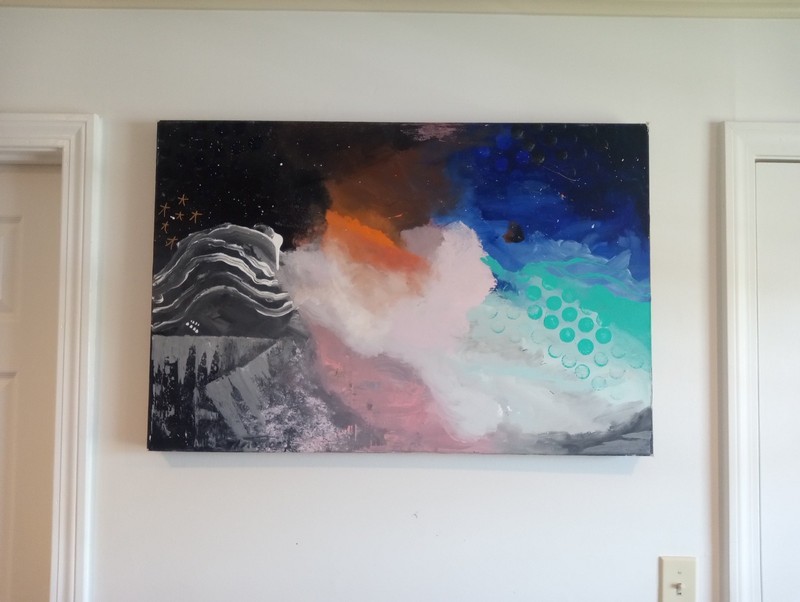 Original Abstract Art Handpainted Acrylic "Deep Space 9" On Canvas 30"x 24" gallery