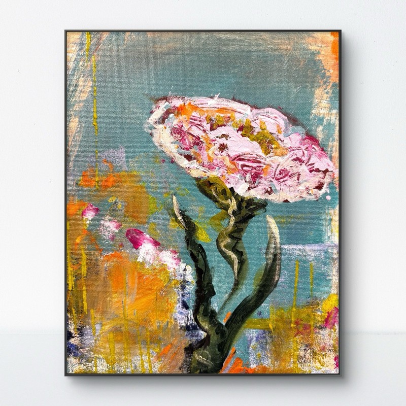 Original Abstract Expressionism 8×10 Flower Handmade Signed Modern Fine Art 189