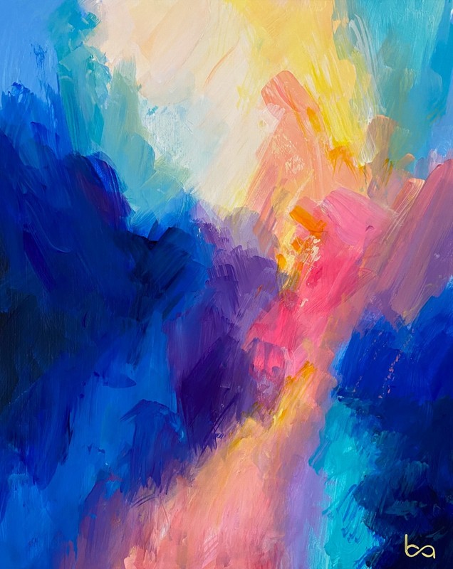 Original Abstract Painting 8×10″ Modern Acrylic Bold Color Palette Wall Decor