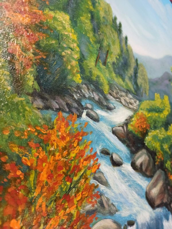 Oil Painting On Canvas Landscape Mountain River Nature National Park gallery