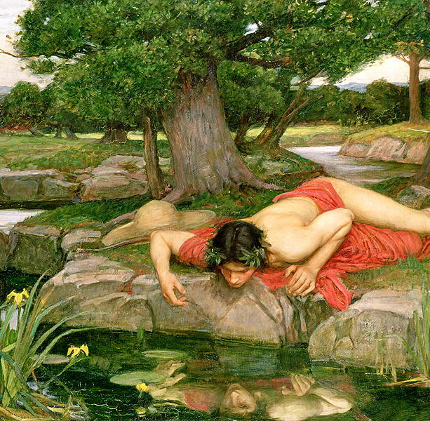 Oil painting Echo-and-Narcissus-John-William-Waterhouse landscape handmade art