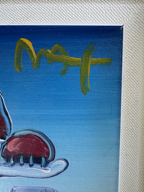Peter Max 2015 Umbrella Man on Blend Ver. XI #247 Signed 12x9 Acrylic With COA gallery