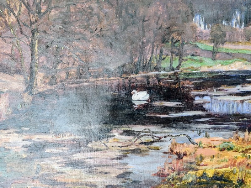 August Dencker (1882-1942): LAKE LANDSCAPE , original oil painting gallery