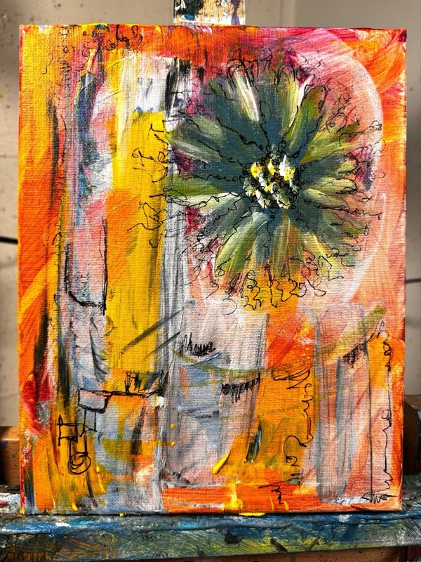 Original Abstract Expressionism 8x10 Flower Handmade Signed Fine Art 126 gallery