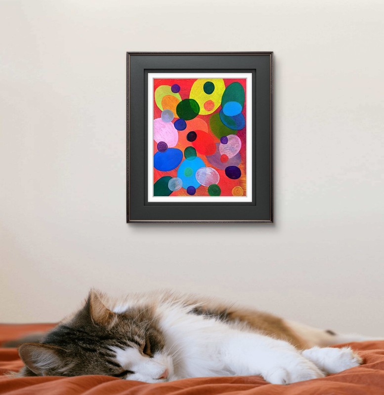 Mid Century Modern Abstract Acrylic Painting Colorful Art Original 11x14 gallery