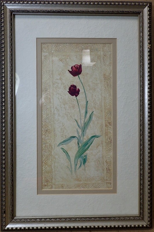 Contemporary Tulip Flower Print Framed Home Decor Picture Wall Hanging 17×12