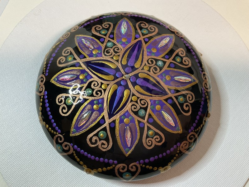 Mardi Gras Mandala – Hand Painted Handmade Stone – ASO YouTube – By JaDeL