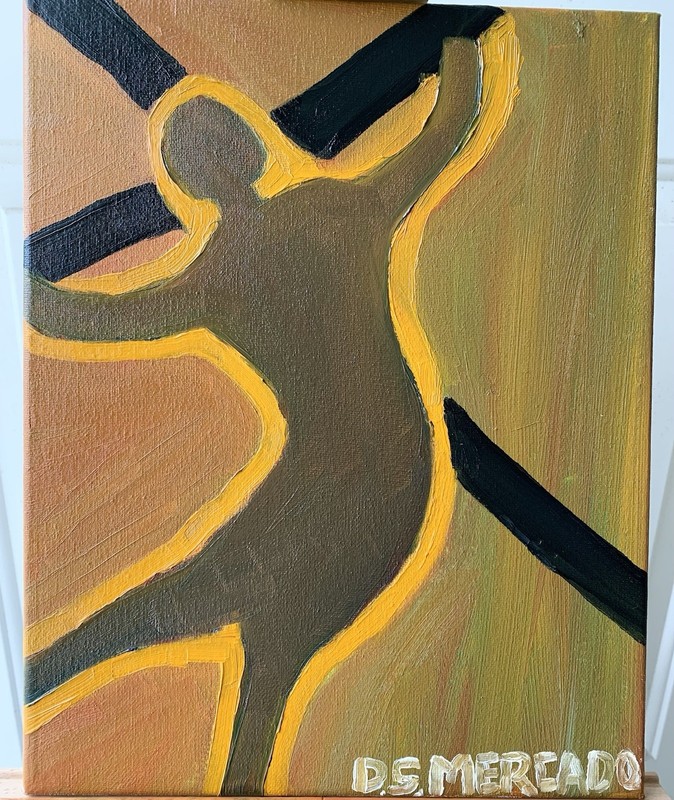 Original Oil On Canvas Painting - Carry Your Cross - By D.S. MERCADO - 14X11X1/2
