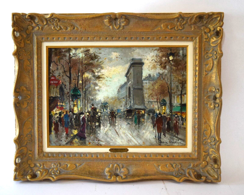 Fine Gold Framed Signed Oil Painting Antoine Blanchard «La Porte Saint Denis»