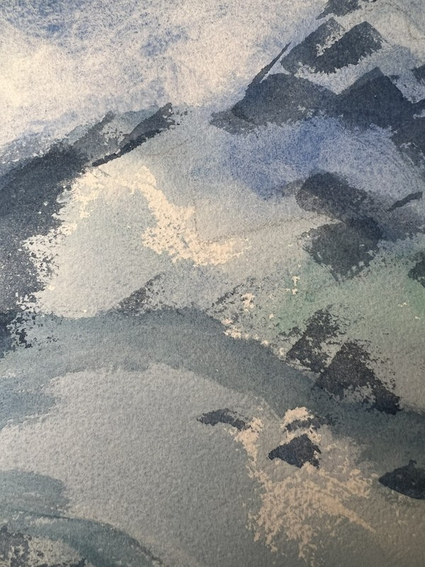 Landscape with Snow Mountain–Mid 20th Century Watercolor–Charlotte Hoffman gallery