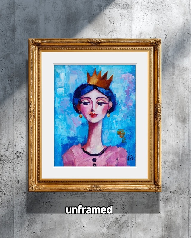 original oil painting Crowned Princess Woman Girl Abstract Female 8*10 in gallery