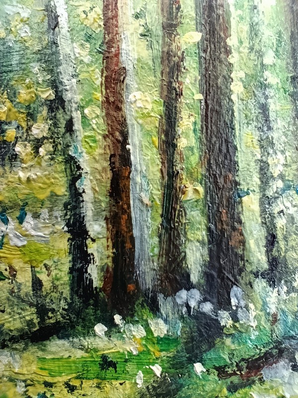 Birch Forest Original Oil Painting 4x6 Framed Signed Sunlit Landscape Path Art gallery