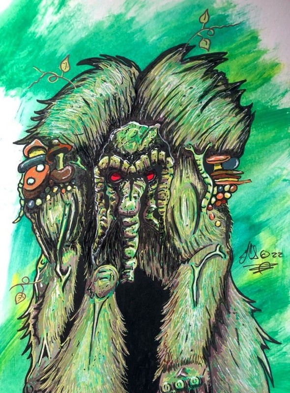 MAN-THING ACRYLIC PAINTING FROM WEREWOLF BY NIGHT AND ARTIST GEORGE SILLIMAN