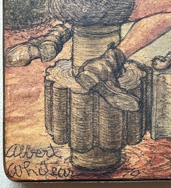 Unusual 20th Century Fantasy Figures Pen & Ink WHITEAR - Portal Gallery Label gallery