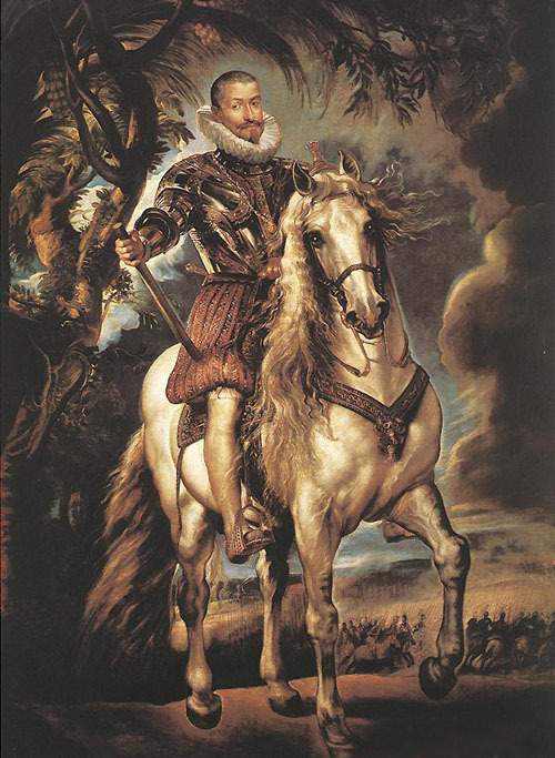 Art oil painting Peter Paul Rubens – Horseman Duke of Lerma in landscape 36″