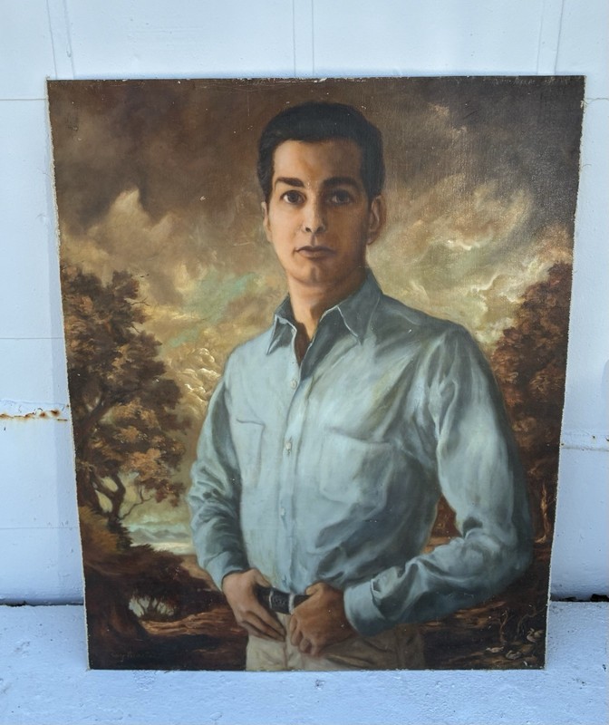 Signed Roy Mosier Oil Painting Portrait Male Man Men Original Vintage Wall Art