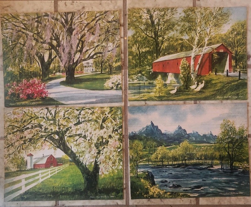 Hans Axel Walleen A.W.S. Watercolor Paintings Print On Linen Set Of Four