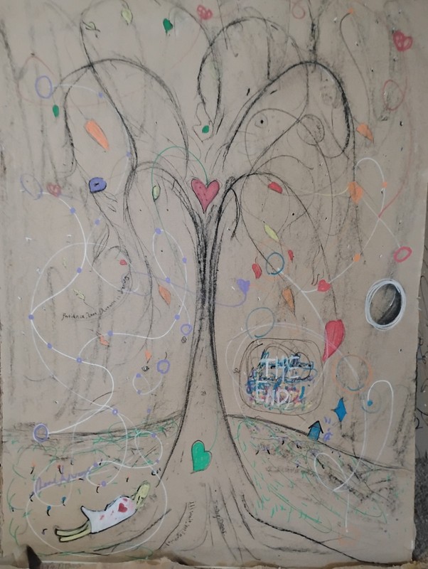 Autumn Love Tree Painting, Using Historically Accurate Cave Painting Techniques