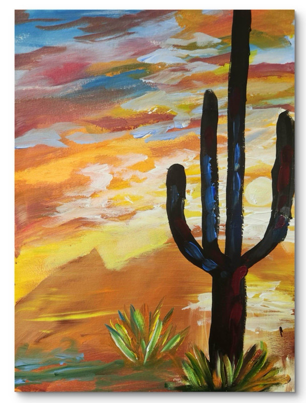 Abstract Cactus Impressionist Original Wall Art 14X11 Paper Acrylic gallery